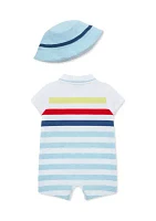 Baby Boys Striped Romper with Hat