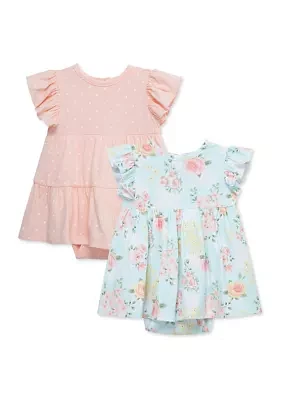 Baby Girls Meadow Bodysuit Dresses - 2 Pack