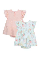 Baby Girls Meadow Bodysuit Dresses - 2 Pack