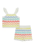 Baby Girls Wavy Pointelle Knit Set