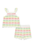 Baby Girls Rainbow Pointelle Knit Set