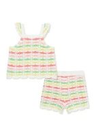 Baby Girls Rainbow Pointelle Knit Set