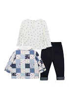 Baby Girls Patchwork 3 Piece Jacket Set