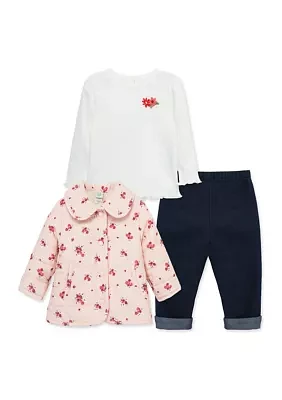 Baby Girls Floral Printed Jacket Set