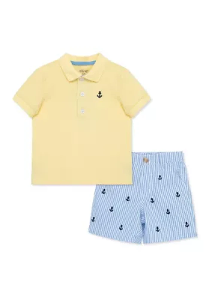 Baby Boys Anchor Polo Shirt and Shorts Set