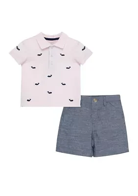 Baby Boys Whale Polo Shorts Set