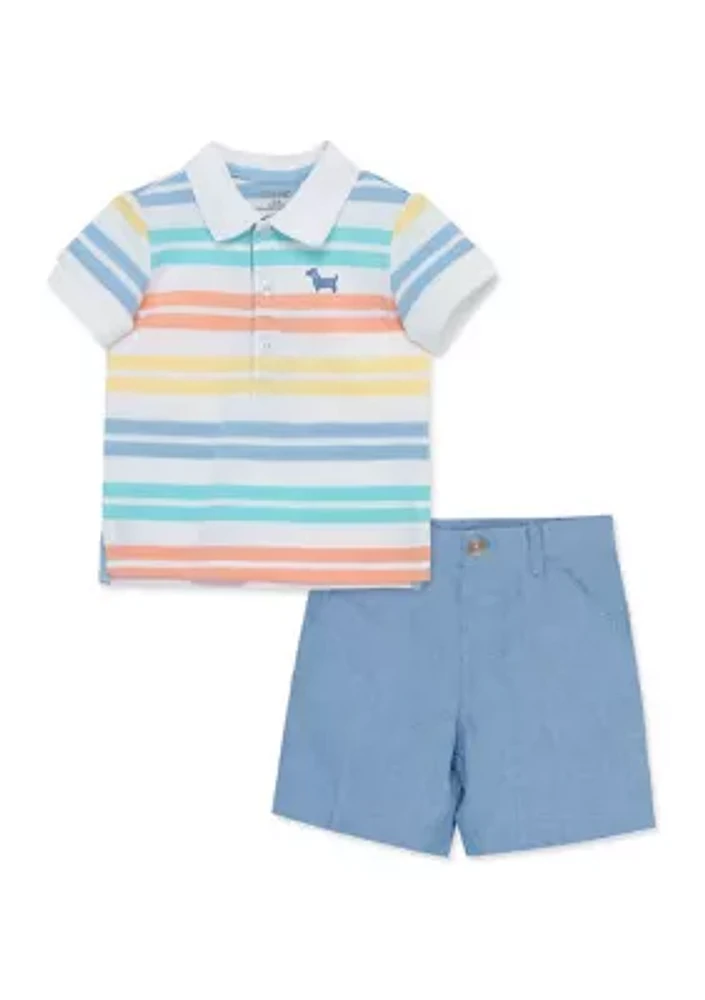 Baby Boys Striped Polo Shirt and Shorts Set