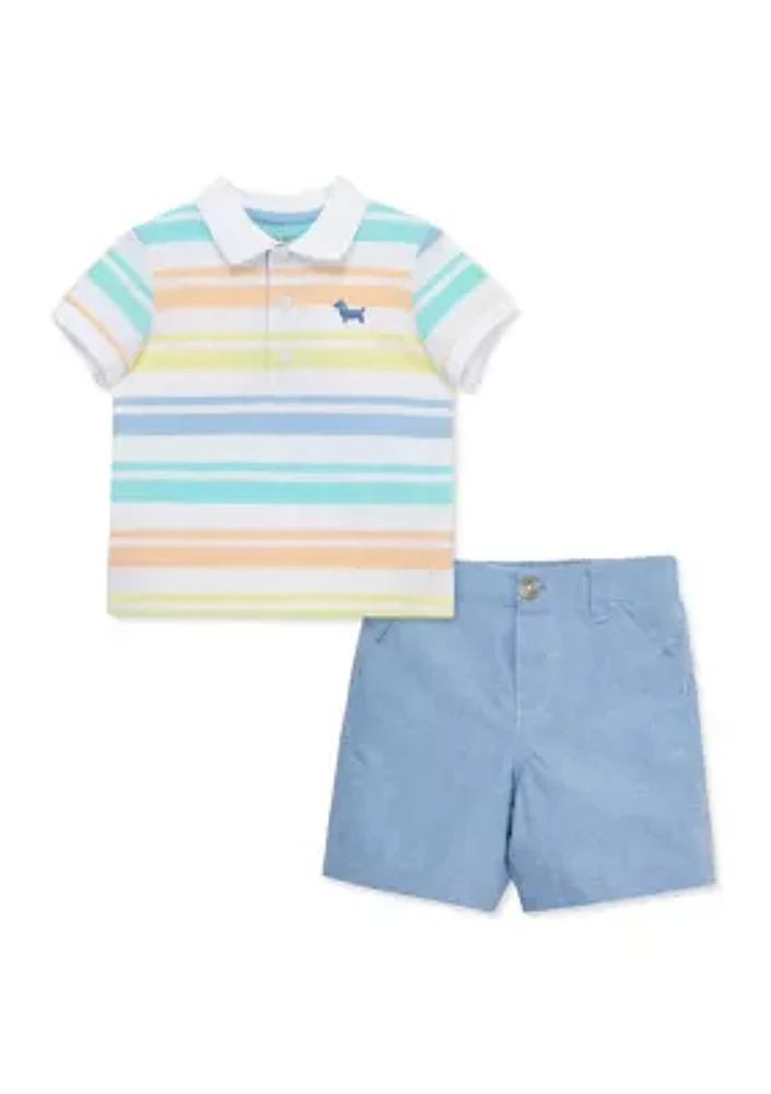 Baby Boys Stripe Polo Shorts Set