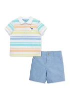 Baby Boys Stripe Polo Shorts Set