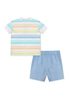 Baby Boys Stripe Polo Shorts Set