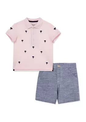 Baby Boys Palm Polo Shorts Set