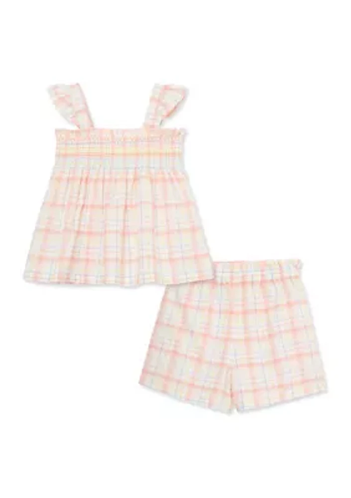 Baby Girls Plaid Woven Play Set