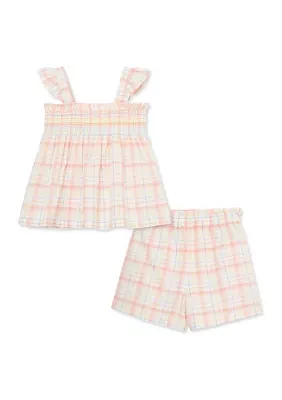 Baby Girls Plaid Woven Play Set