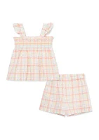 Baby Girls Plaid Woven Play Set