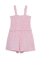 Baby Girls Gingham Printed Woven Romper