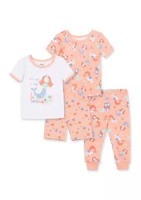 Baby Girls Mermaid 4 Piece Pajama Set