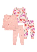 Baby Girls Floral 4 Piece Bamboo Pajama Set