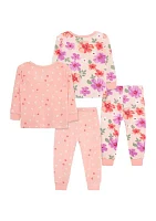 Baby Girls Floral 4 Piece Bamboo Pajama Set