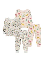 Baby Girls Leopard 4 Piece Bamboo Pajama Set