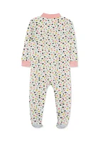 Baby Girls Leopard Printed Zip Front Sleeper Footie Pajamas