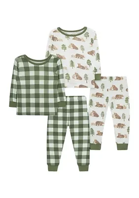 Baby Boys Bear 4 Piece Bamboo Pajama Set