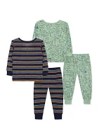 Baby Boys Toolbox Printed 4 Piece Bamboo Pajama Set