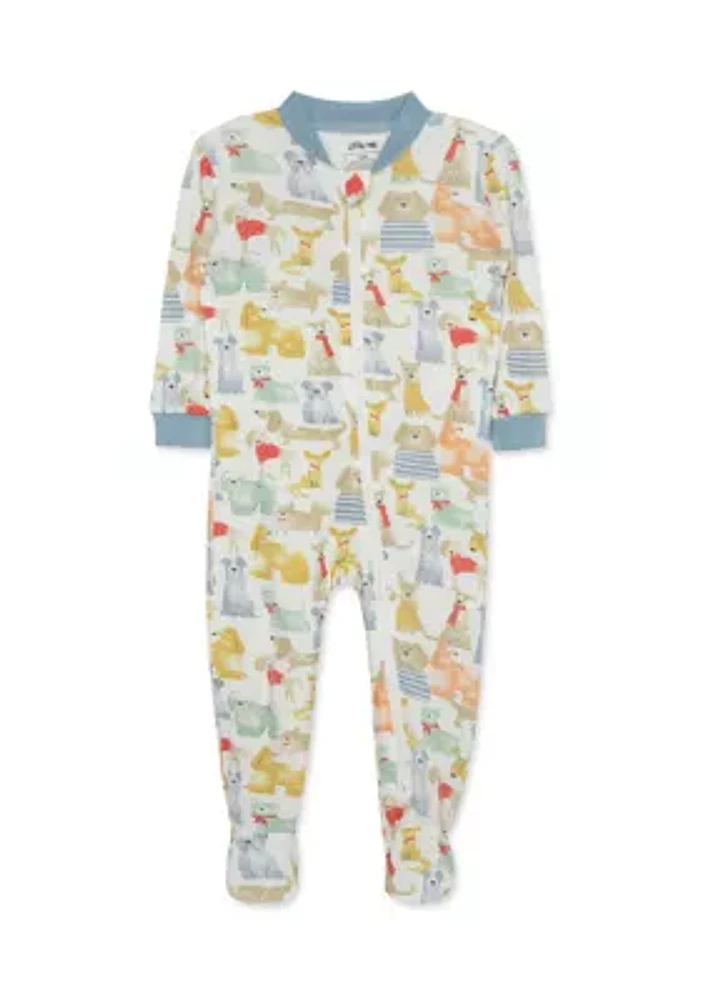 Baby Boys Puppy Printed Zip Front Sleeper Footie Pajamas