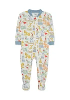 Baby Boys Puppy Printed Zip Front Sleeper Footie Pajamas