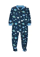 Baby Boys Space Printed Zip Front Sleeper Footie Pajamas