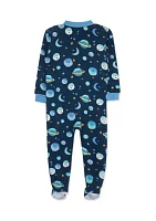 Baby Boys Space Printed Zip Front Sleeper Footie Pajamas