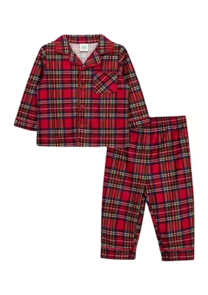 Baby Boys Plaid Printed Pajama Set