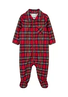 Boy Plaid Printed Footie Pajamas