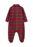 Boy Plaid Printed Footie Pajamas