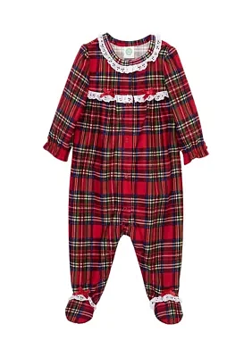 Baby Girls Plaid Printed Footie Pajamas