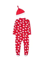 Baby Boys Santa Zip Front Printed Footie Pajamas with Hat