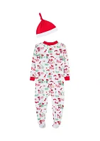 Baby Boys Ho Printed Footie Pajamas with Hat