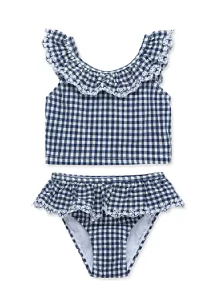 Baby Girls Gingham Printed 2 Piece Swimsuit