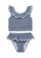 Baby Girls Gingham Printed 2 Piece Swimsuit