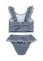 Baby Girls Gingham Printed 2 Piece Swimsuit