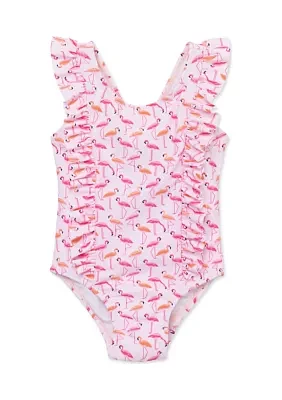 Baby Girls Flamingo Printed Swimsuit