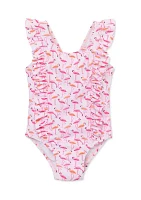 Baby Girls Flamingo Printed Swimsuit