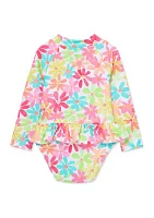 Baby Girls Multi Floral 1 Piece Rashguard Swimsuit