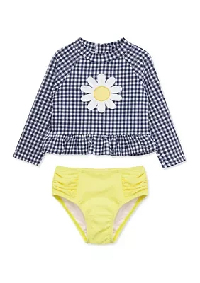 Baby Girls Gingham 2 Piece Rashguard Swim Set