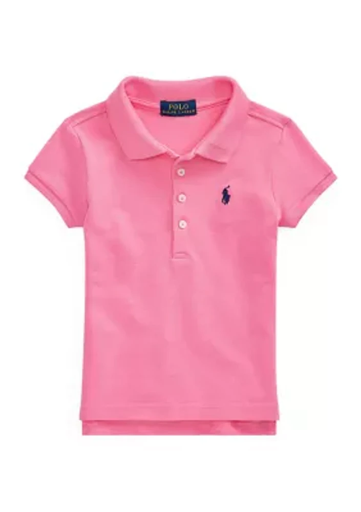 Girls 2-6x Stretch Cotton Mesh Polo Shirt