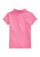 Girls 2-6x Stretch Cotton Mesh Polo Shirt