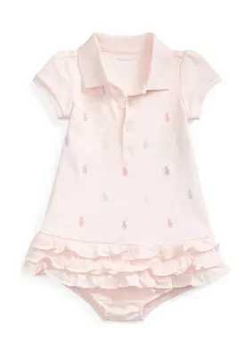 Baby Girls Ruffled Polo Dress & Bloomer