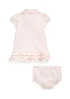 Baby Girls Ruffled Polo Dress & Bloomer