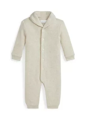 Baby Boys French-Rib Cotton Shawl Coverall