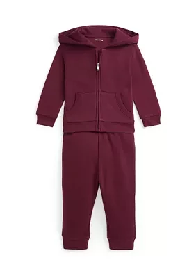 Baby Boys Fleece Full Zip Hoodie & Pants Set