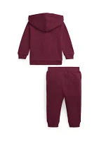 Baby Boys Fleece Full Zip Hoodie & Pants Set